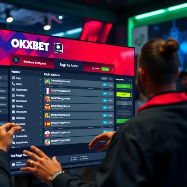 User interface showcasing OKXBET registration and betting options on digital platform