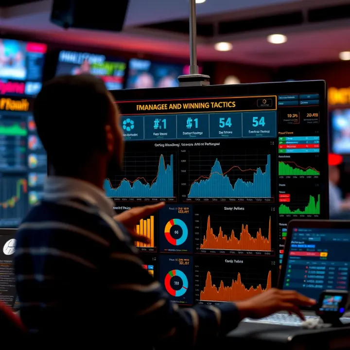 Graphic depicting risk management and betting tactics with charts and indicators for successful OkXBet Rocketman play