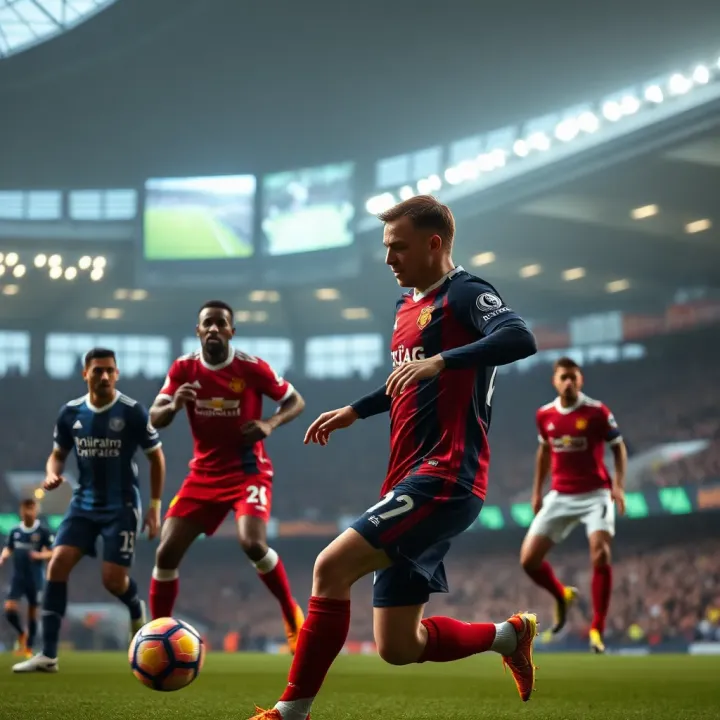 Dynamic action on the pitch during an intense Premier League match