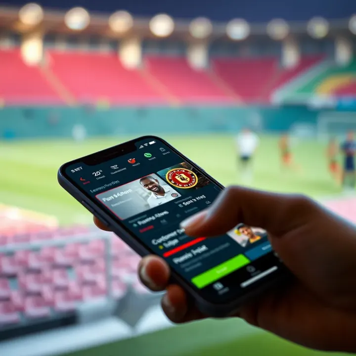 Mobile phone displaying sports betting apps of OKXBet and Betano highlighting user interface and customer support options
