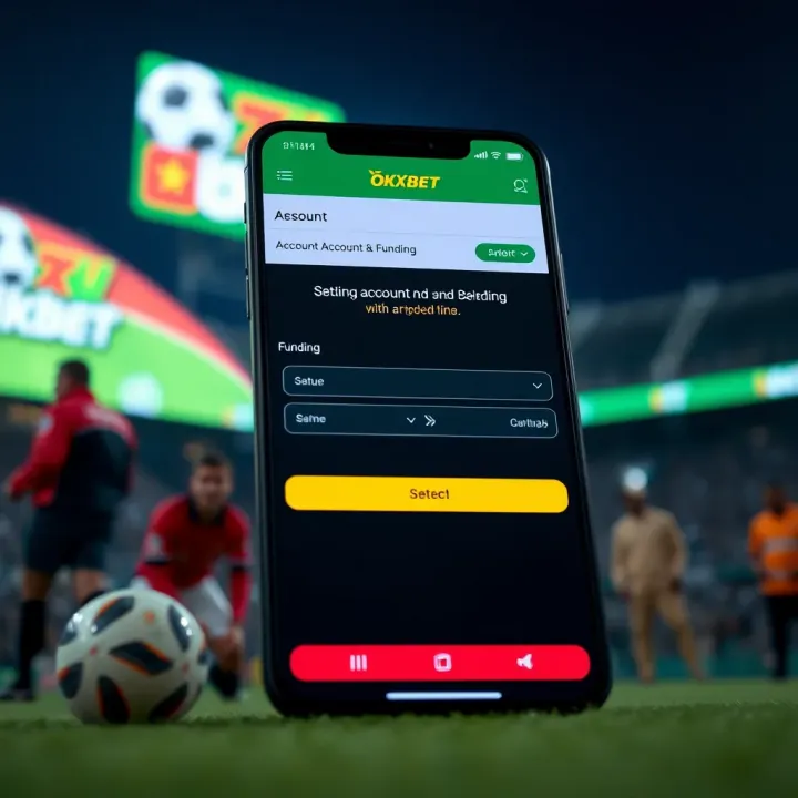 Screen showing account setup and funding options on the OkxBet app