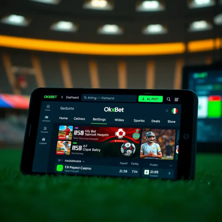 Screenshot of OkxBet Android app showing the main dashboard with sports betting options