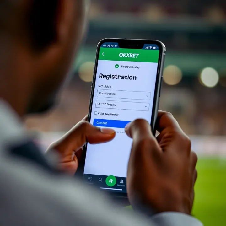 Navigating Registration on Okxbet Bet Application User interacting with registration form on Okxbet Bet application on smartphone