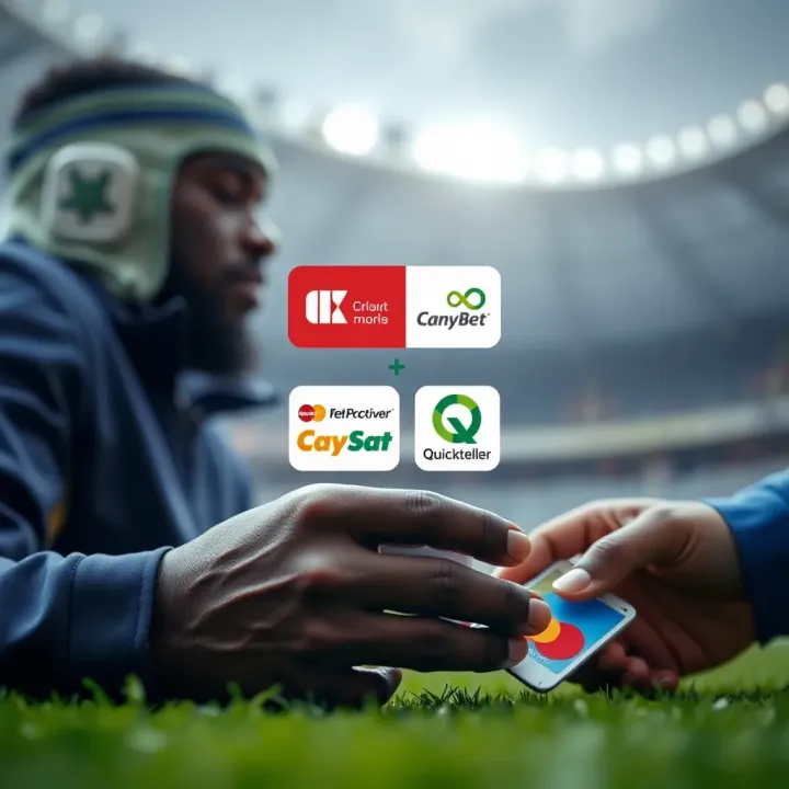 Illustration of local Nigerian payment methods including USSD and Quickteller integrated with mobile betting app