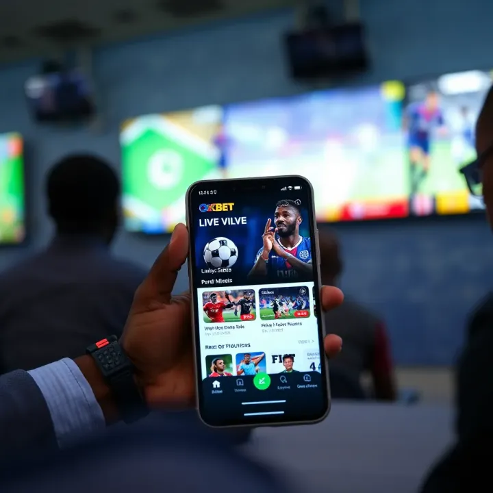 OkXBet betting app interface showing live sports events on a smartphone screen