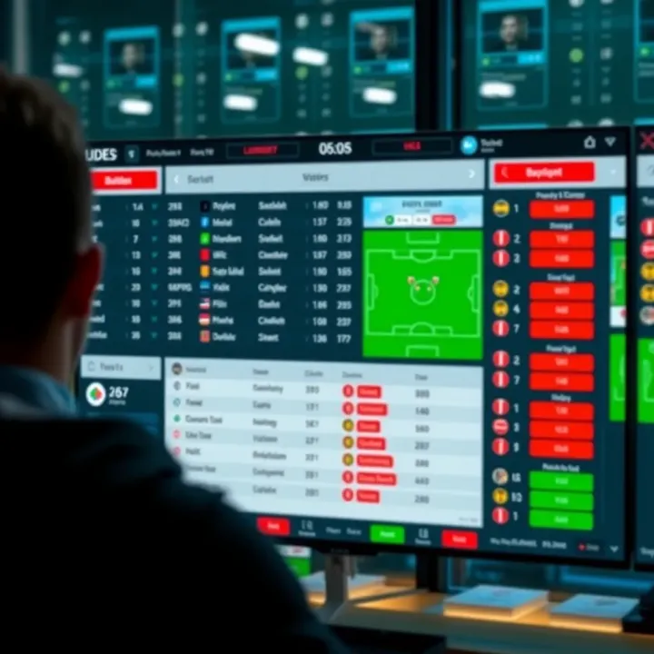 Betting dashboard showing odds, budget management tools, and match fixtures on a screen