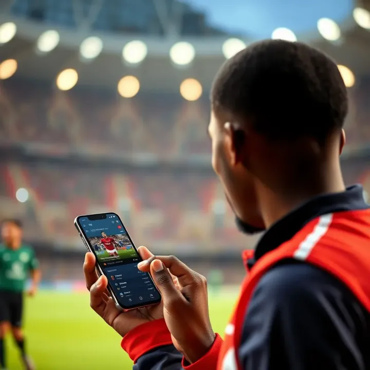 Exploring Bundesliga Betting Opportunities on Okxbet in Nigeria User interacting with Okxbet platform on smartphone showing football betting options