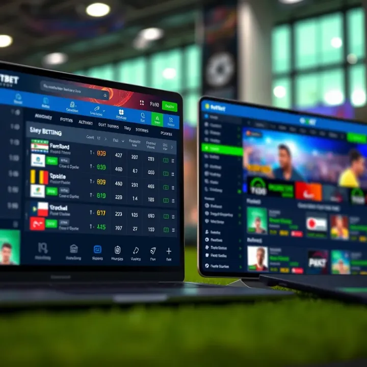 User interface comparison of OkXBet and Betway sports betting platforms showing various betting options