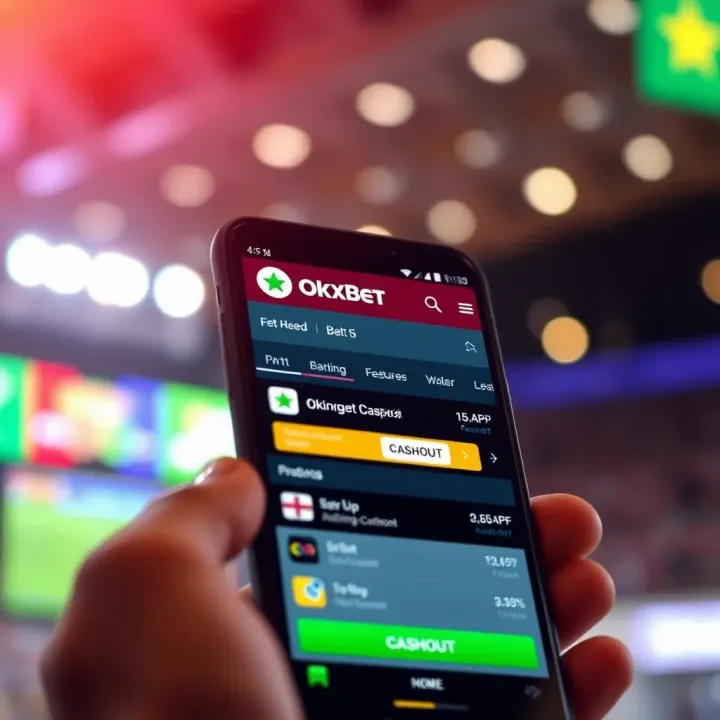 Graphic showing a mobile phone screen with betting options and a highlighted cashout button