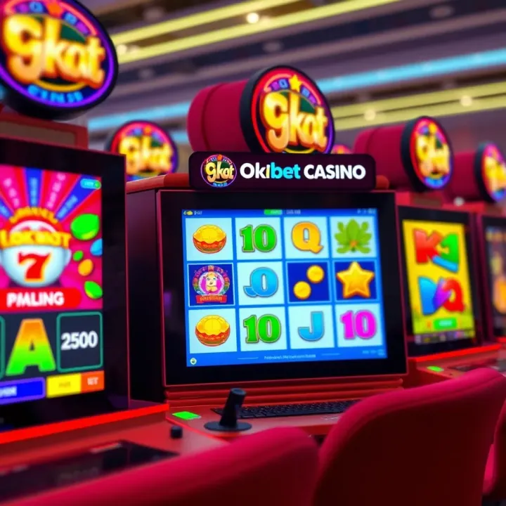 Colorful online casino slot machine interface with vibrant symbols and jackpots