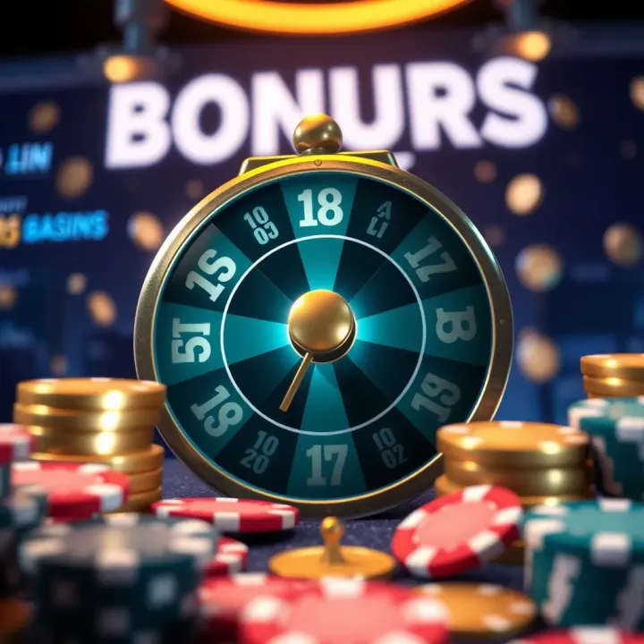 Graphic showing digital coins and casino chips symbolizing potential winnings and bonuses
