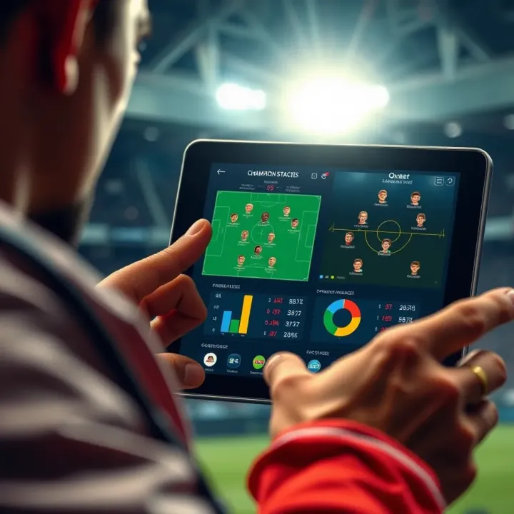 Detailed analysis of football tactics and team performance charts on a digital device