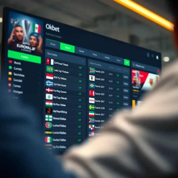 Interface displaying Europa League betting options on Okxbet platform