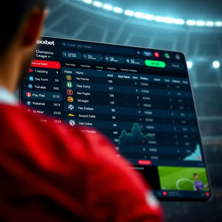 Football betting platform interface showing team form, injury updates, and live odds