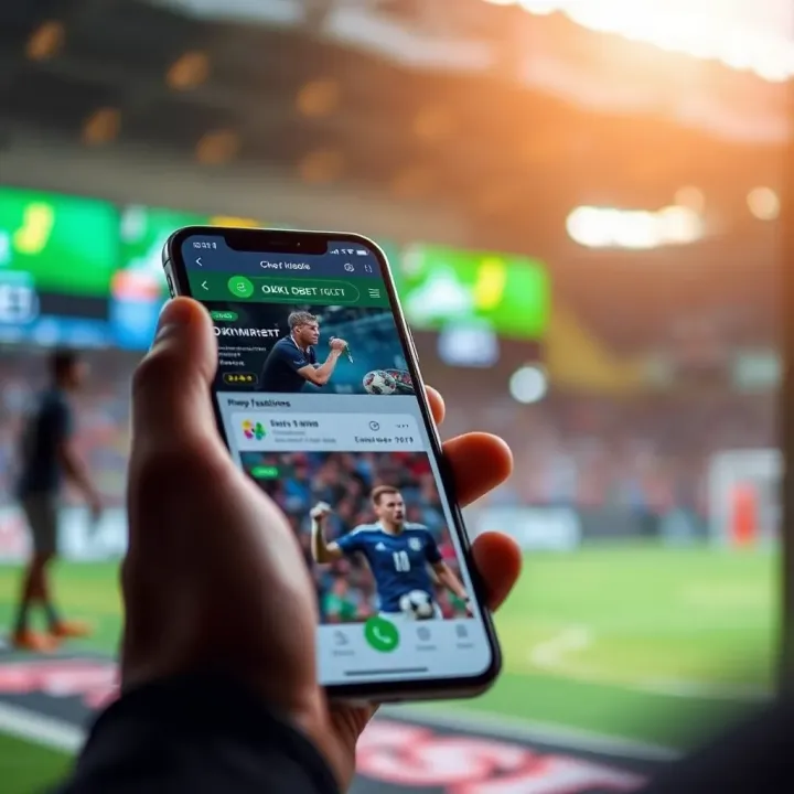 Navigating Okxbet App Features on iOS Interface of Okxbet app showcasing main features and navigation options on iPhone