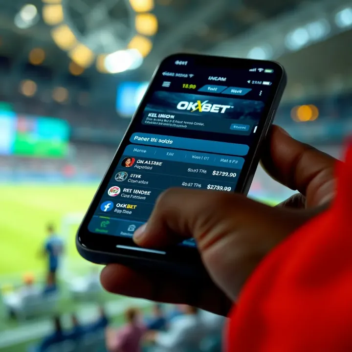 OKXBet Live Betting Interface on Mobile Device Mobile device displaying live sports betting interface with real-time odds updates