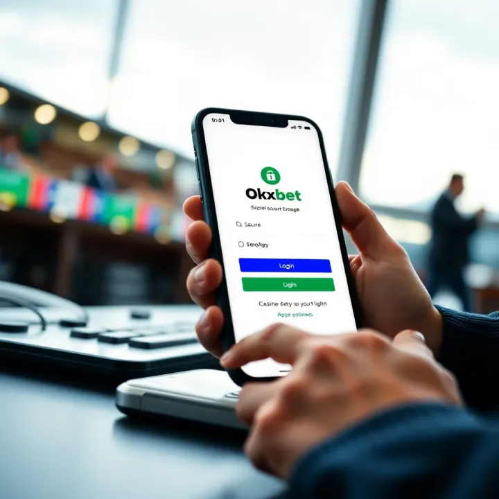 Using Okxbet App for Secure Mobile Login Smartphone screen showing Okxbet app interface with secure login features
