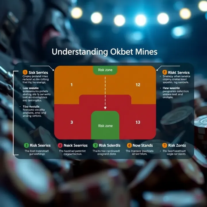 Diagram illustrating the gameplay mechanics of Okxbet mines, highlighting strategic selection and risk zones