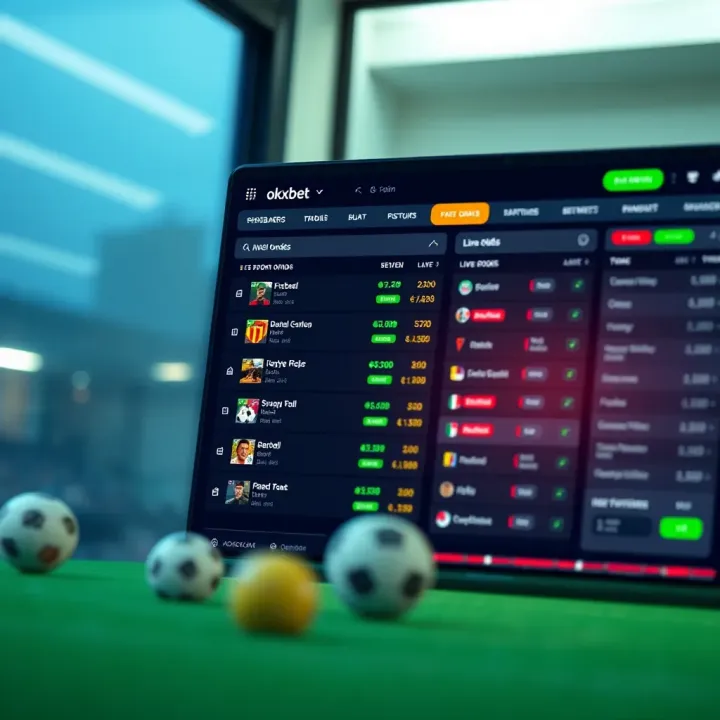 Screenshot displaying the OkXBet sports betting dashboard with various match options and live odds