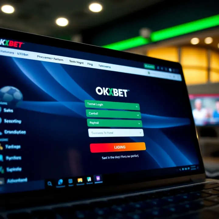 User interface showing the OKXBet platform login screen with clear navigation and input fields