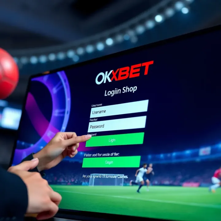 Login screen of Okxbet Shop displaying username and password fields
