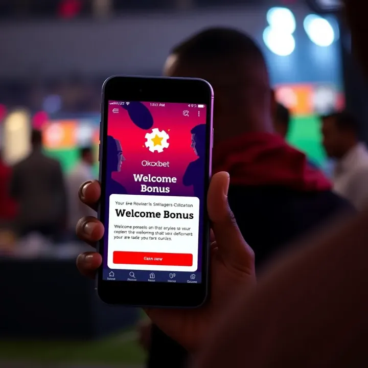 Illustration showing Nigerian user receiving a welcome bonus notification on a smartphone