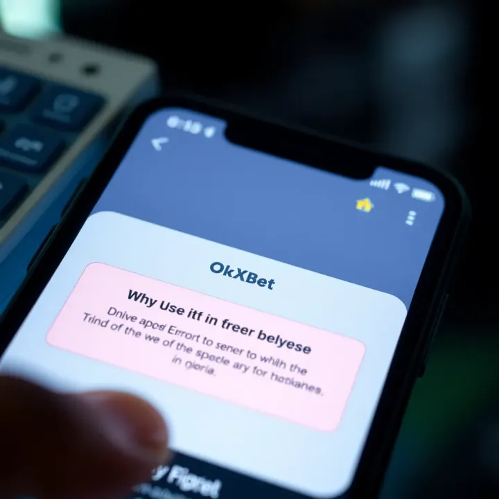 Close-up of a mobile phone screen displaying a betting app with error message