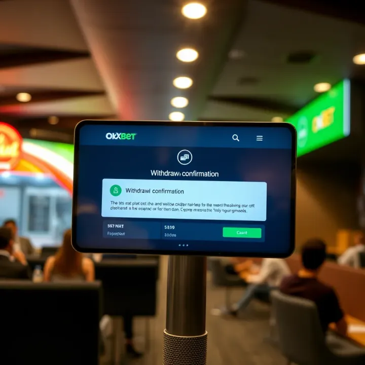 Interface displaying withdrawal confirmation on OkXBet platform
