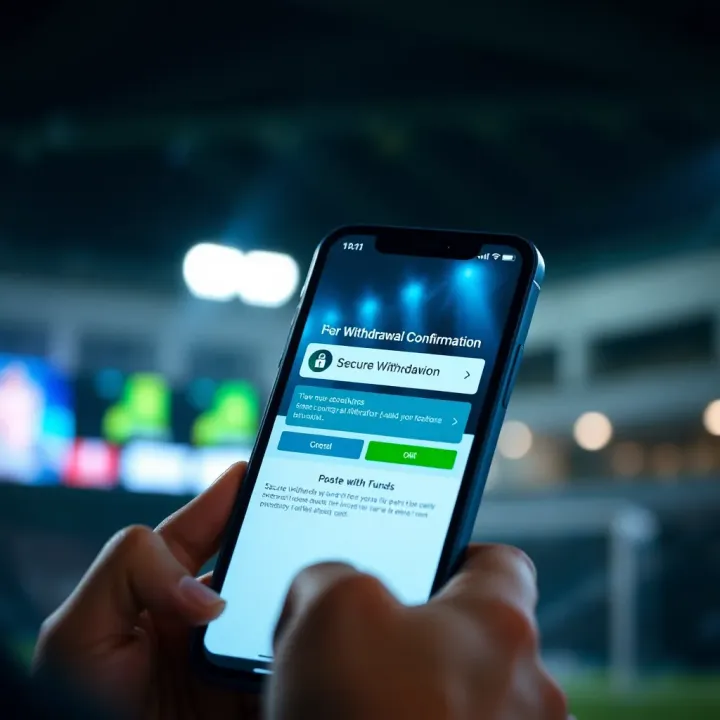 Secure Online Withdrawal Confirmation on Betting App Mobile device displaying a secure online withdrawal confirmation screen from a betting app