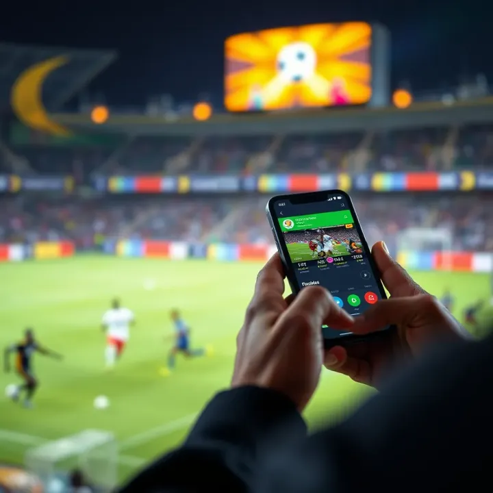 Mobile Access to Nigerian Sports Scores on Okxbet Zoom Livescore User accessing real-time sports scores on mobile device with Nigerian sports betting interface