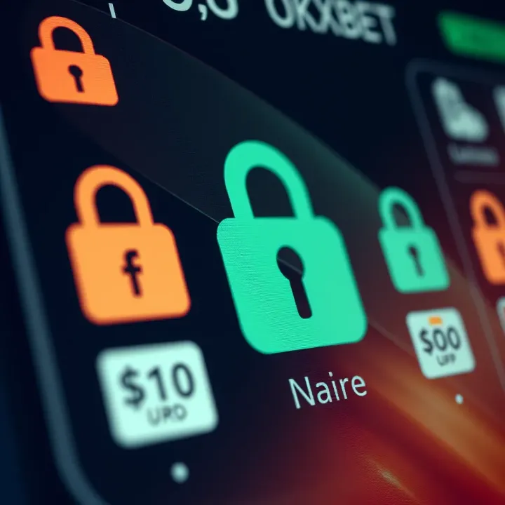 Close-up view of a secure online transaction with Nigerian Naira currency symbols and banking icons