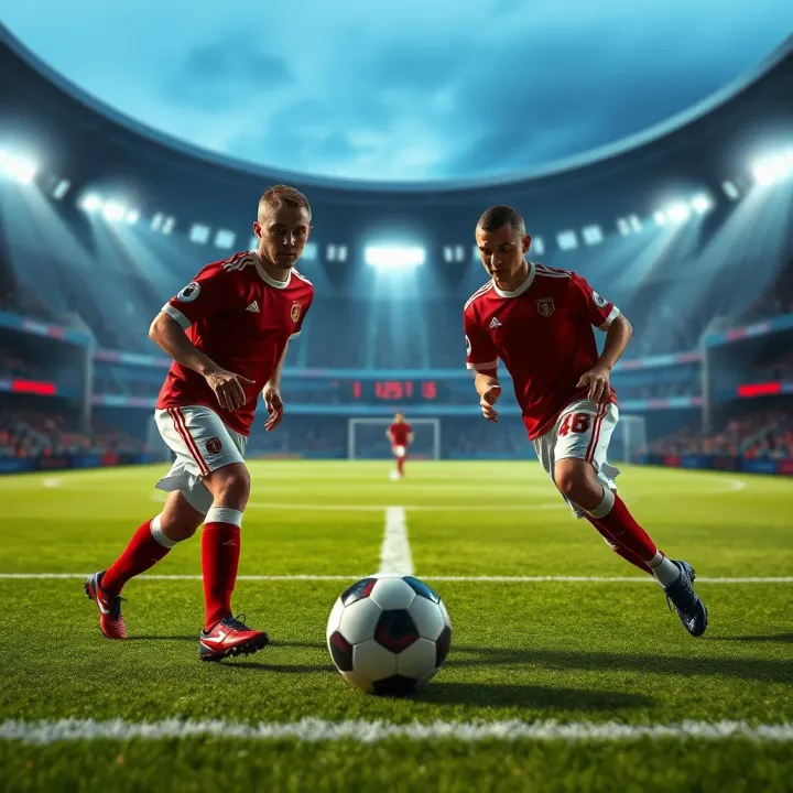 Football pitch showing two uneven teams with balanced betting odds
