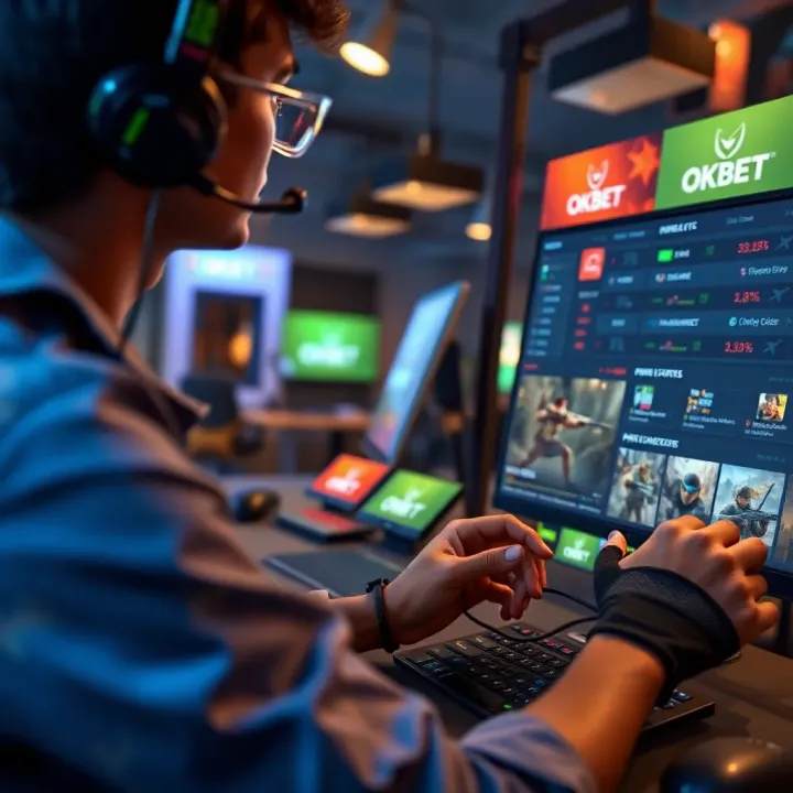 User navigating the OkXBet platform interface showing esports betting options for CS GO