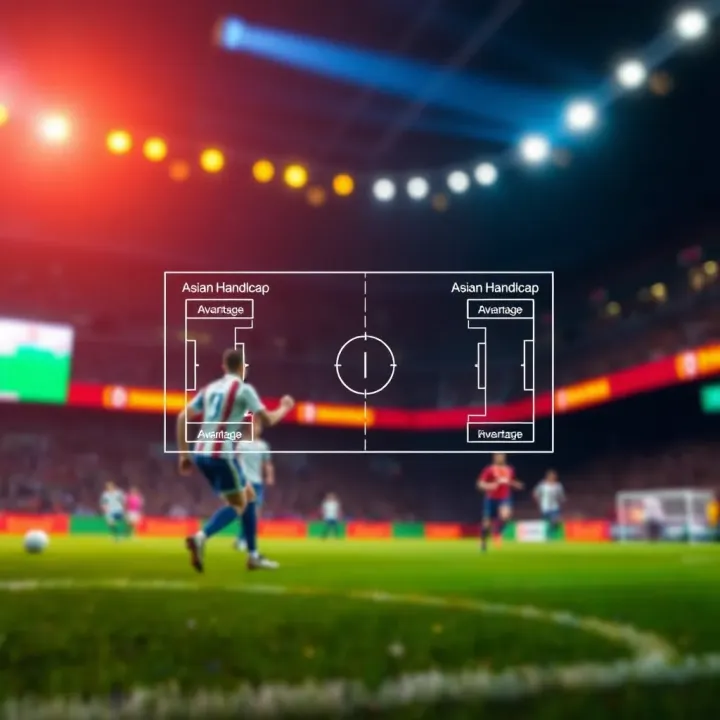 Conceptual Diagram of Asian Handicap Betting in Soccer Diagram showing the concept of Asian handicap betting in soccer with goal advantage indicators