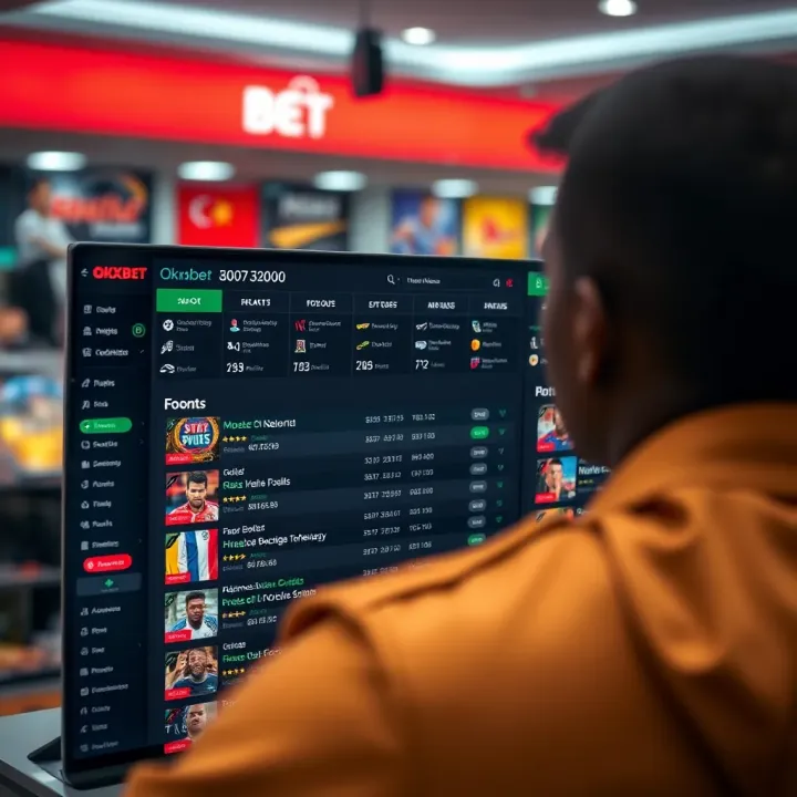 User interface displaying sports betting options on Okxbet platform