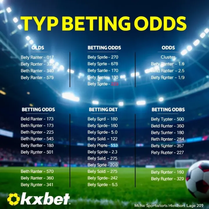 Illustration showing different types of betting odds for English Premier League matches on Okxbet platform