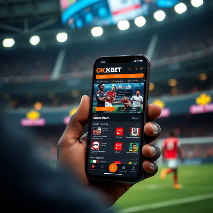 Mobile phone displaying Okxbet Rocketman sports betting interface in Nigeria