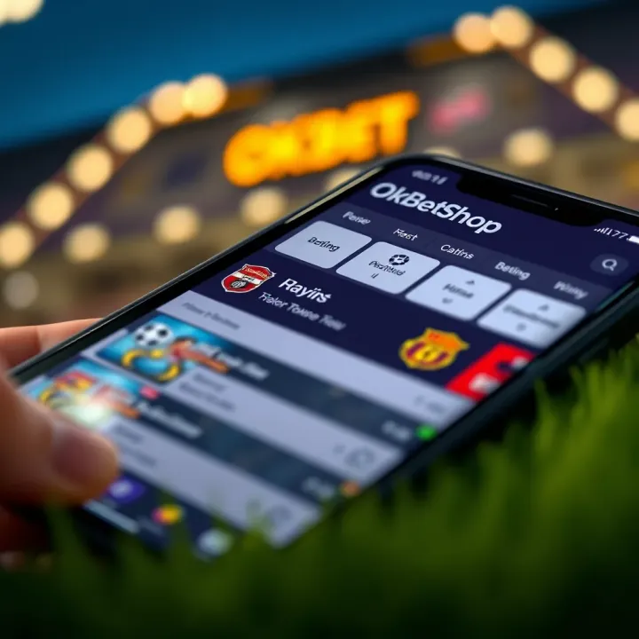 Interface of Okxbet Shop old mobile lite version showing betting options and navigation menu