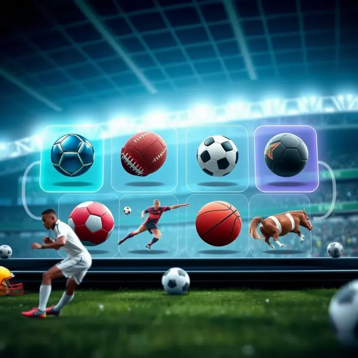 Illustration showing various sports icons representing betting options on Okxbet platform