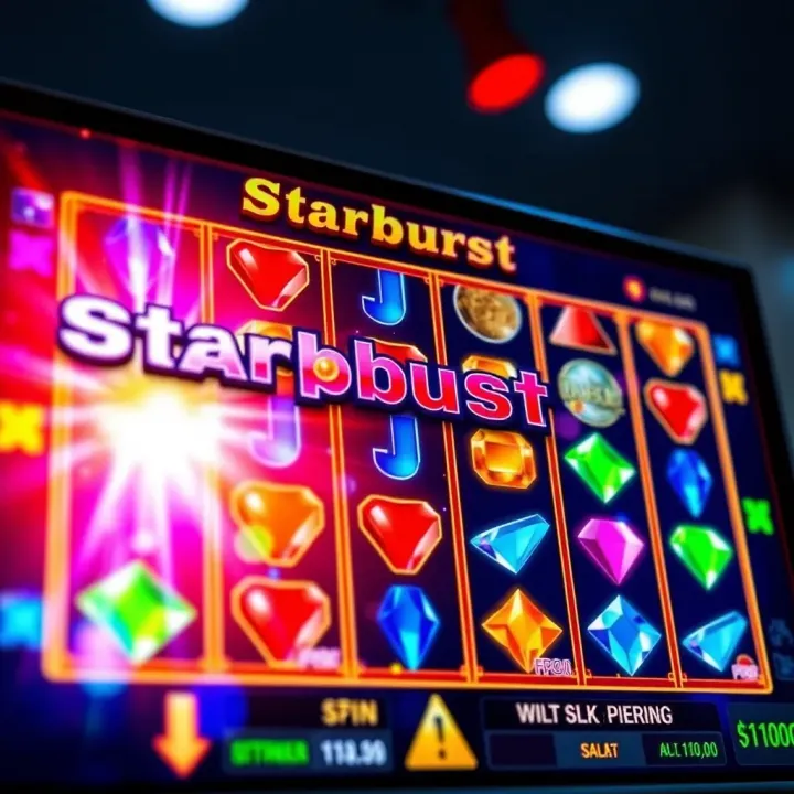 Vibrant Starburst Slot Game Interface Screenshot displaying the vibrant Starburst slot game interface with colorful gems and spinning reels