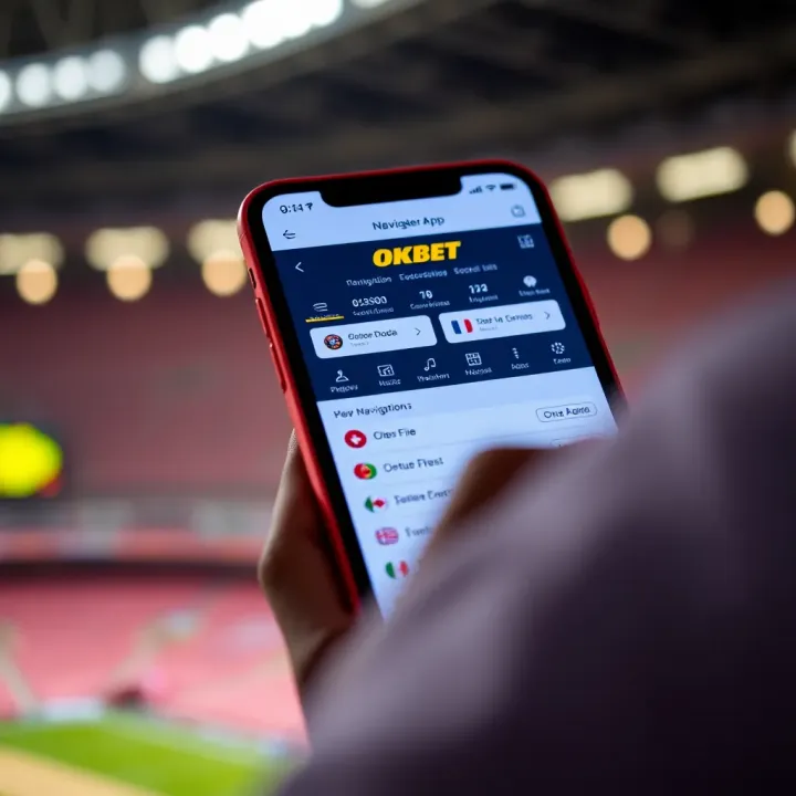 Navigating the OKXBet App on iPhone OKXBet app user interface displayed on an iPhone screen with focus on navigation and options