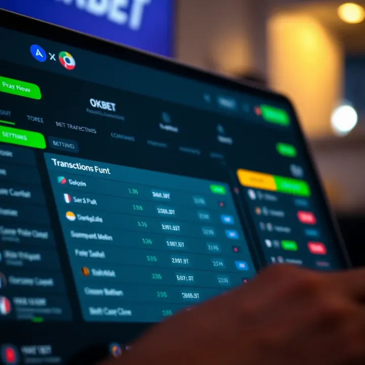 Interface showing betting options and transaction management features on OKXBet platform