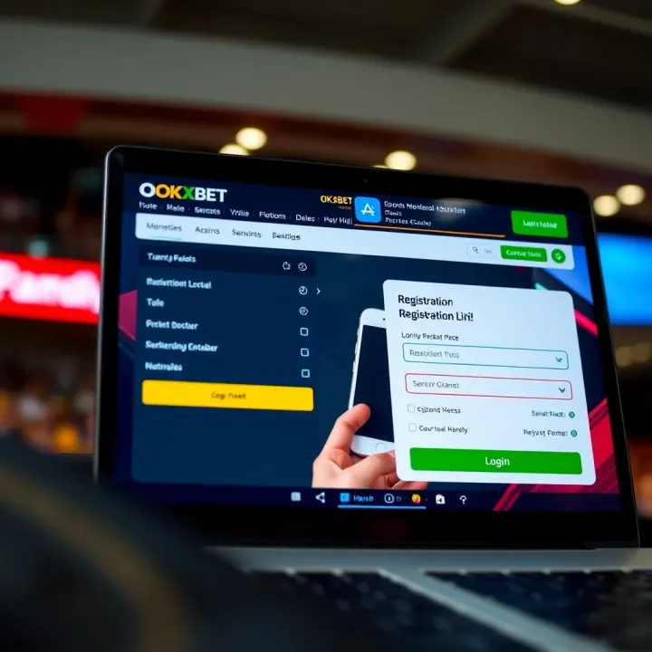 User interface displaying the registration and login screen of OKXBet platform in Ghana