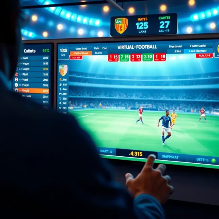 Virtual Football Betting Platform in Nigeria Virtual football match simulation on a digital interface with betting odds and statistics visible